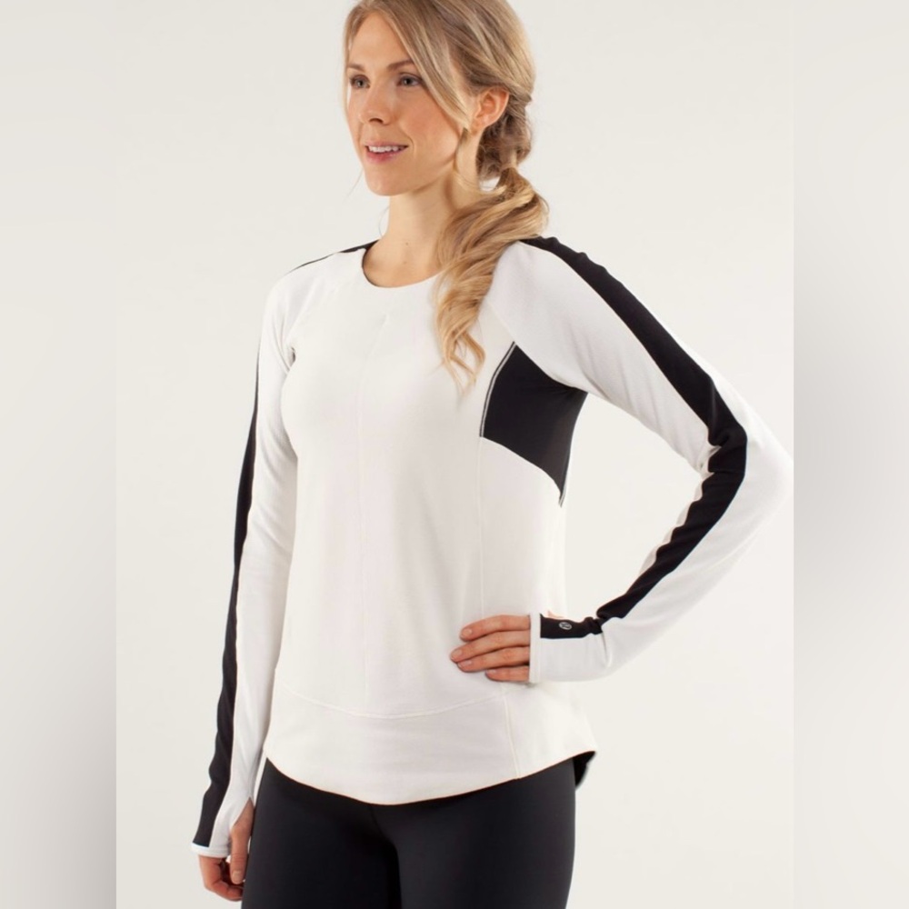 Lululemon Run: Bold In The Cold Long Sleeve Polar Cream / Black - Rare! - Picture 3 of 16